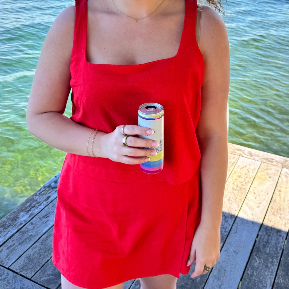 Old Navy Red Linen Blend Tank Dress